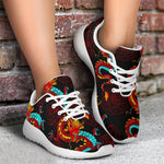 Red Dragon Lotus Pattern Print Sport Shoes GearFrost