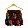 Red Dragon Lotus Pattern Print Women's Shorts