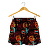 Red Dragon Lotus Pattern Print Women's Shorts