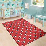 Red French Bulldog Pattern Print Area Rug