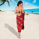 Red French Bulldog Pattern Print Beach Sarong Wrap