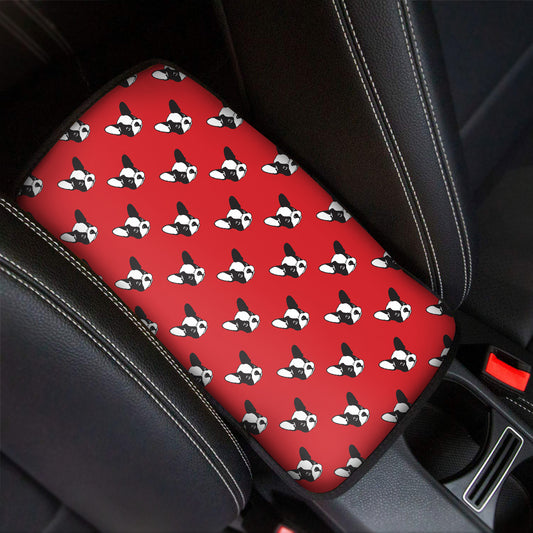 Red French Bulldog Pattern Print Car Center Console Cover