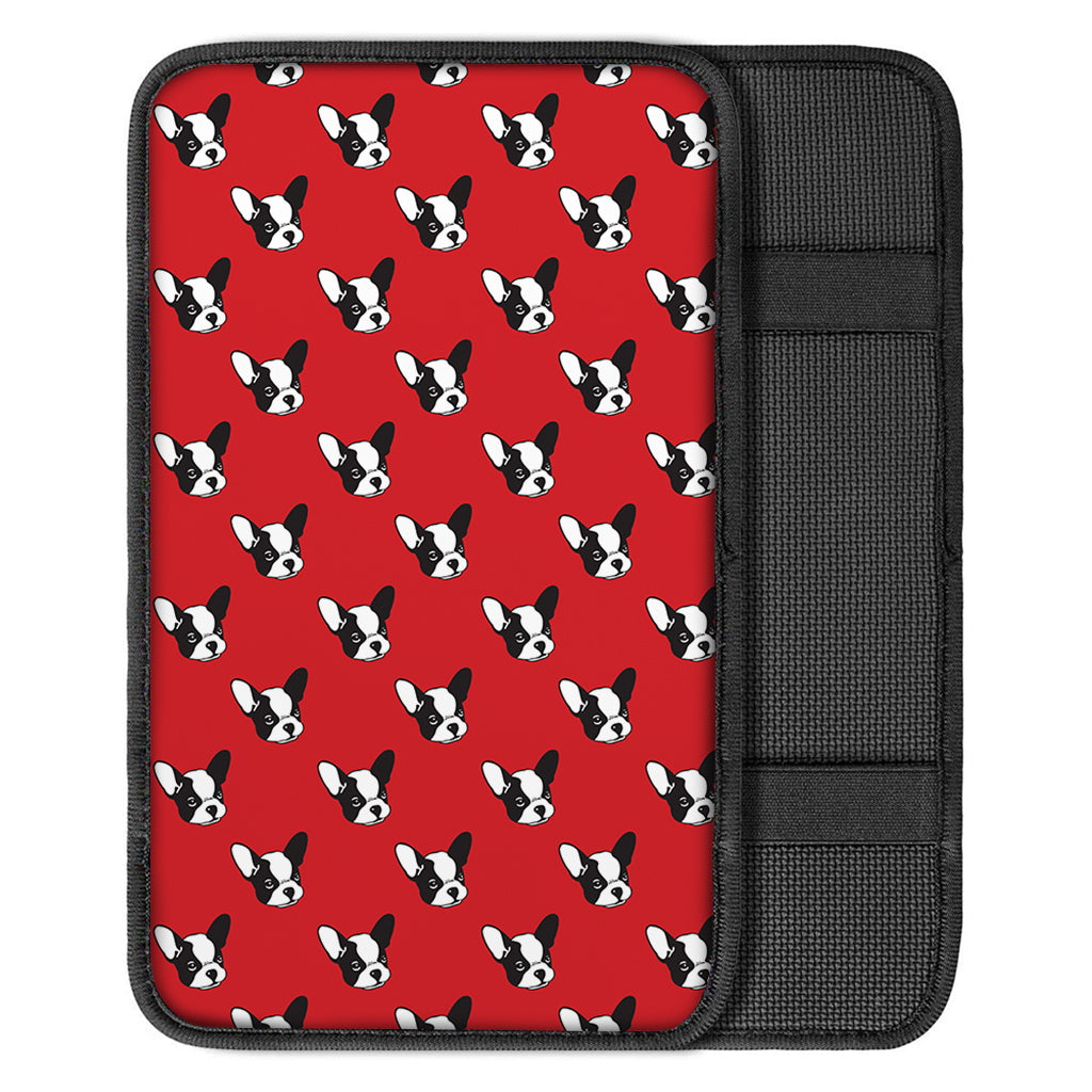 Red French Bulldog Pattern Print Car Center Console Cover