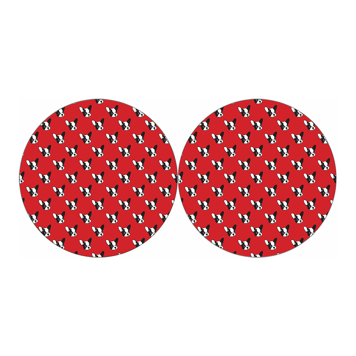Red French Bulldog Pattern Print Car Coasters