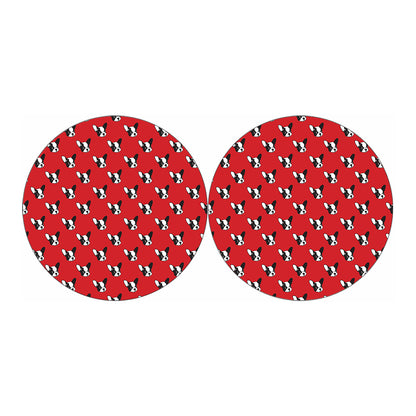Red French Bulldog Pattern Print Car Coasters