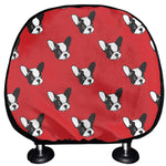 Red French Bulldog Pattern Print Car Headrest Covers