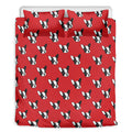 Red French Bulldog Pattern Print Duvet Cover Bedding Set