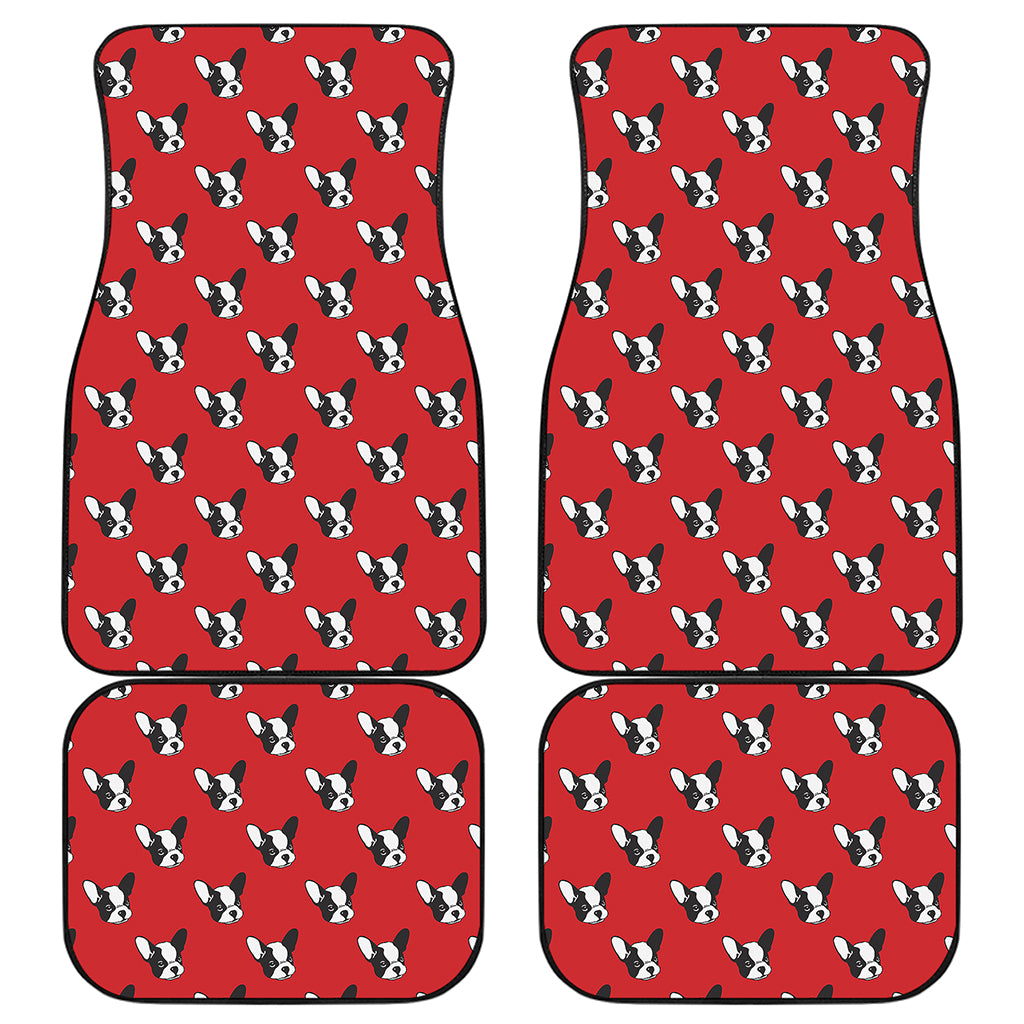 Red French Bulldog Pattern Print Front and Back Car Floor Mats