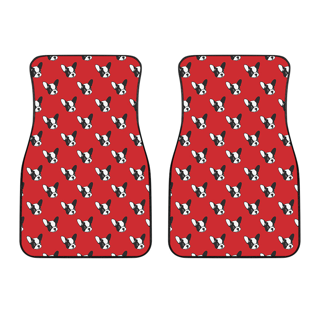 Red French Bulldog Pattern Print Front Car Floor Mats