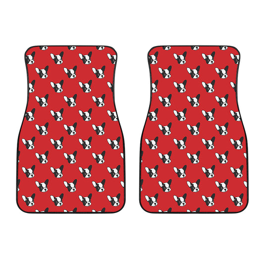 Red French Bulldog Pattern Print Front Car Floor Mats