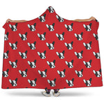 Red French Bulldog Pattern Print Hooded Blanket