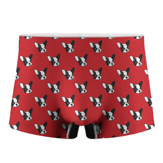 Red French Bulldog Pattern Print Men's Boxer Briefs