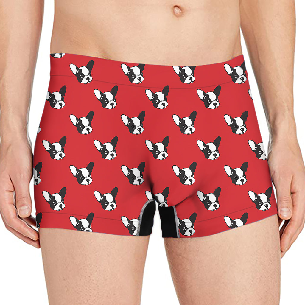 Red French Bulldog Pattern Print Men's Boxer Briefs