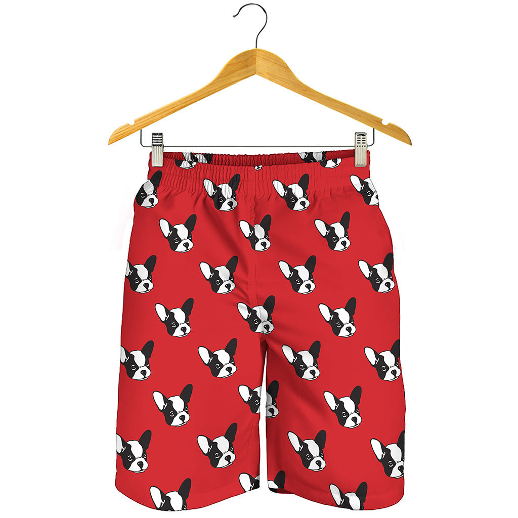 Red French Bulldog Pattern Print Men's Shorts