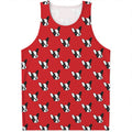 Red French Bulldog Pattern Print Men's Tank Top