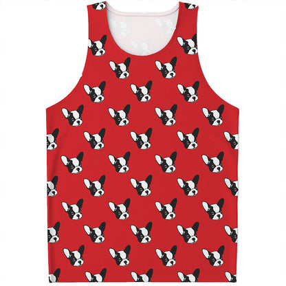 Red French Bulldog Pattern Print Men's Tank Top