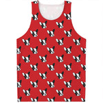 Red French Bulldog Pattern Print Men's Tank Top