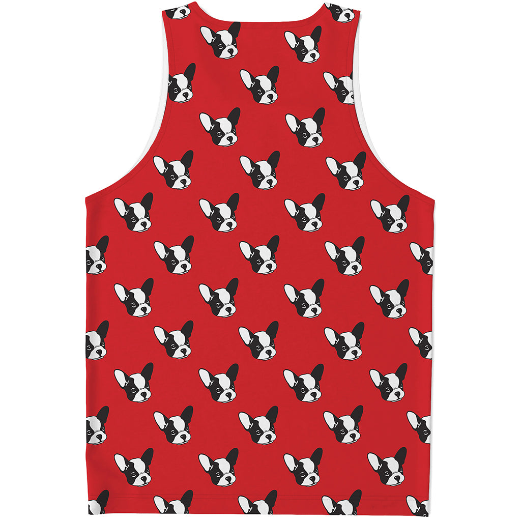 Red French Bulldog Pattern Print Men's Tank Top