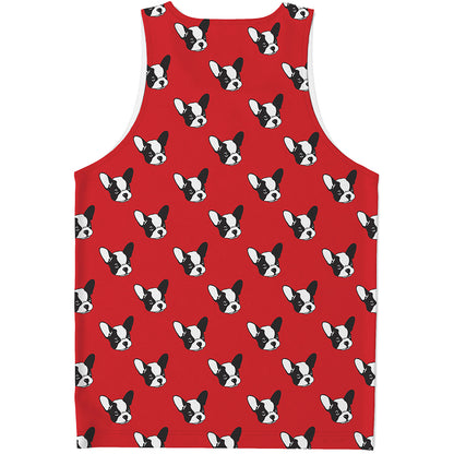 Red French Bulldog Pattern Print Men's Tank Top