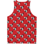 Red French Bulldog Pattern Print Men's Tank Top