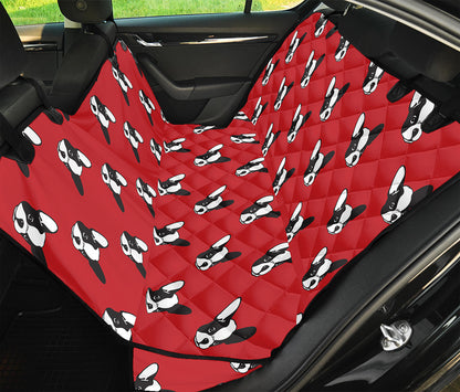 Red French Bulldog Pattern Print Pet Car Back Seat Cover