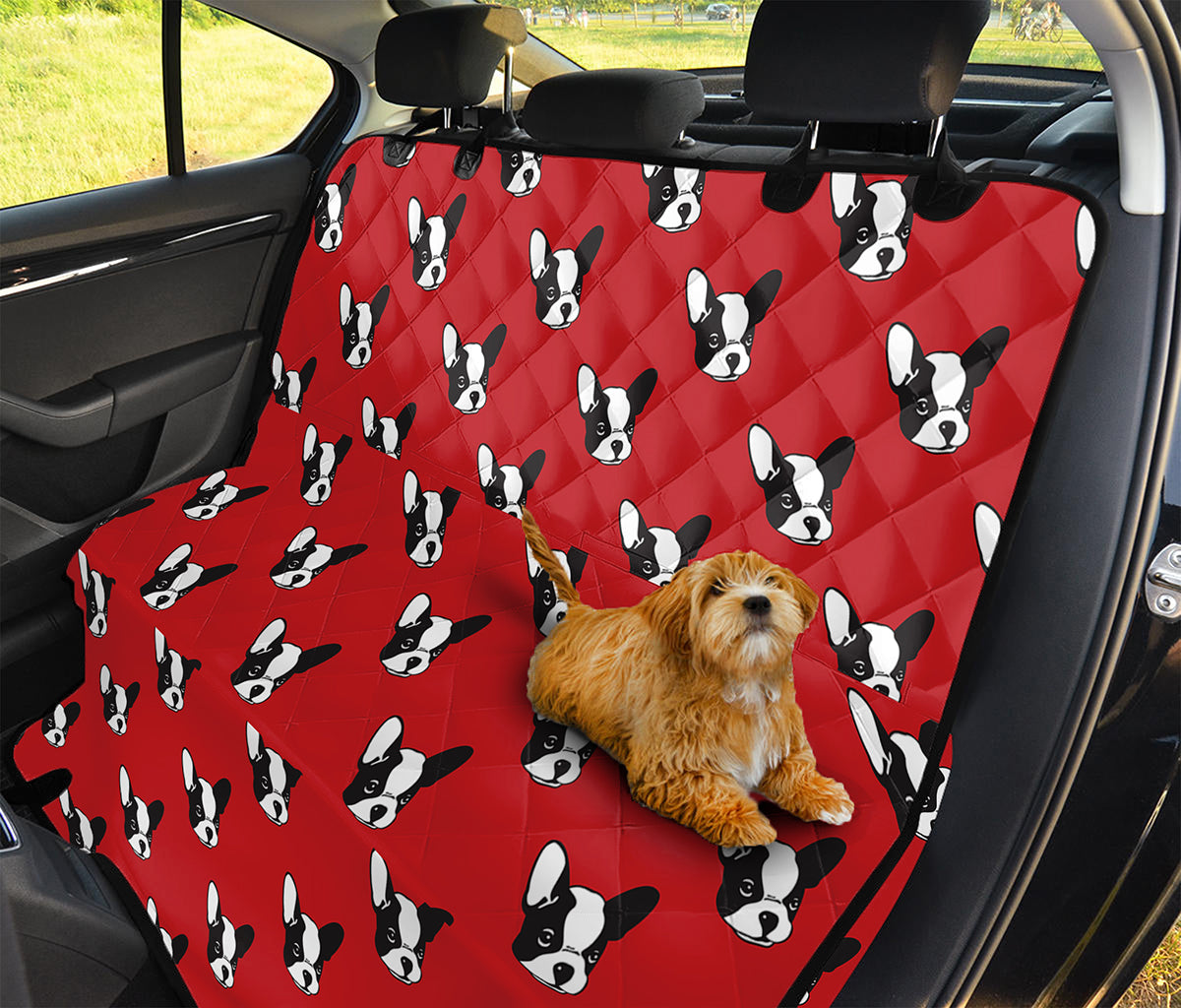 Red French Bulldog Pattern Print Pet Car Back Seat Cover