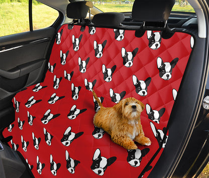 Red French Bulldog Pattern Print Pet Car Back Seat Cover