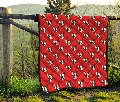 Red French Bulldog Pattern Print Quilt