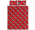 Red French Bulldog Pattern Print Quilt Bed Set