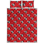 Red French Bulldog Pattern Print Quilt Bed Set