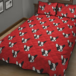 Red French Bulldog Pattern Print Quilt Bed Set