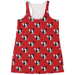 Red French Bulldog Pattern Print Women's Racerback Tank Top