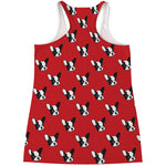 Red French Bulldog Pattern Print Women's Racerback Tank Top