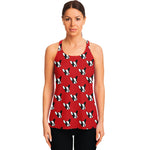 Red French Bulldog Pattern Print Women's Racerback Tank Top