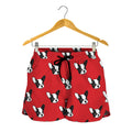 Red French Bulldog Pattern Print Women's Shorts