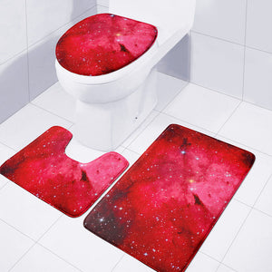 Red Galaxy Space Cloud Print 3 Piece Bath Mat Set