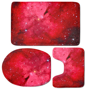 Red Galaxy Space Cloud Print 3 Piece Bath Mat Set