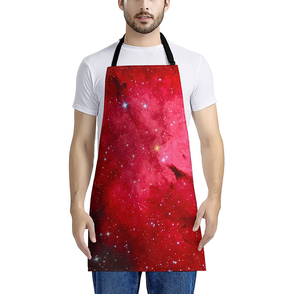 Red Galaxy Space Cloud Print Apron