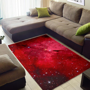 Red Galaxy Space Cloud Print Area Rug GearFrost