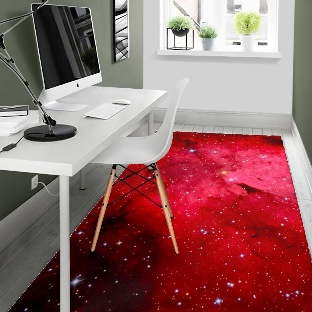 Red Galaxy Space Cloud Print Area Rug GearFrost