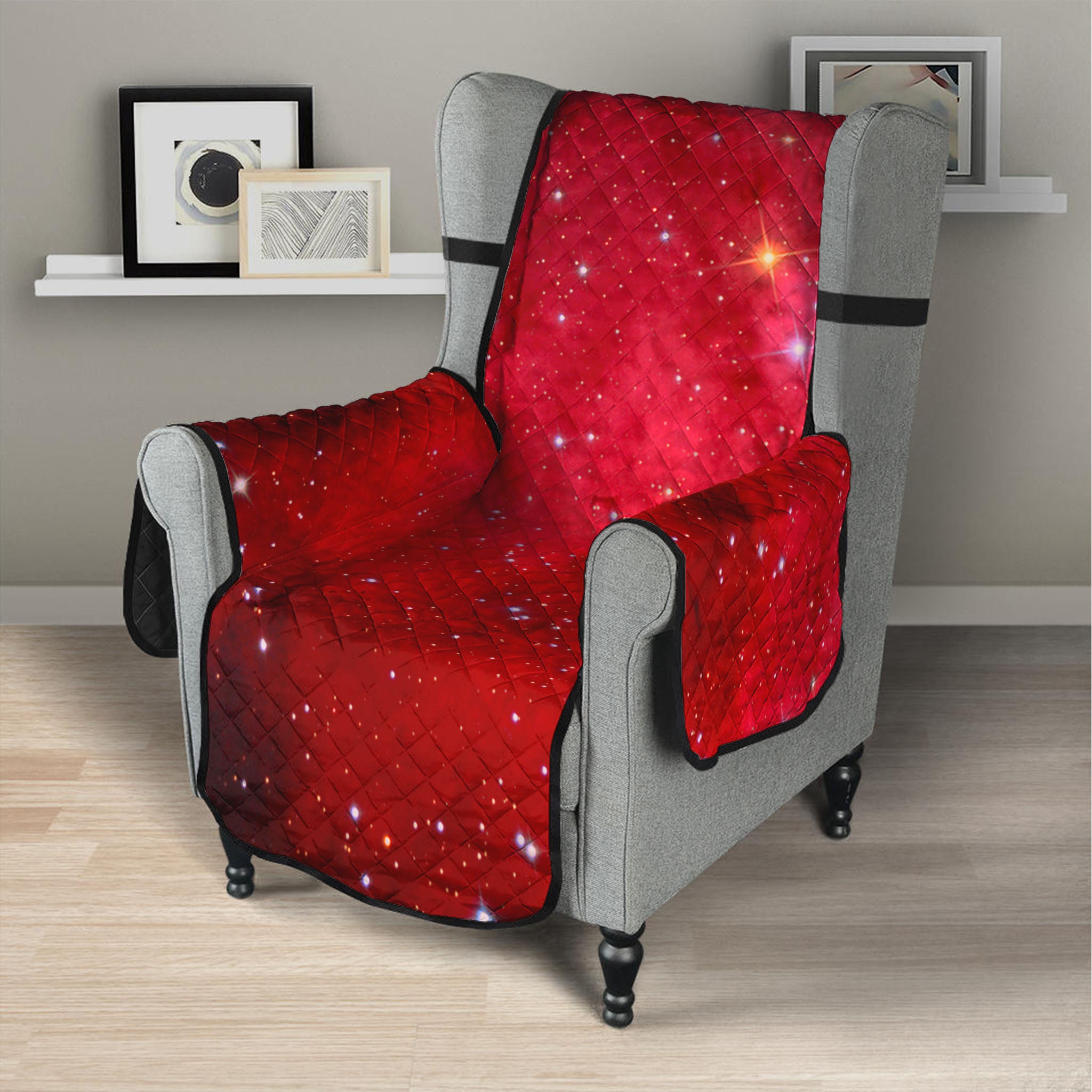 Red Galaxy Space Cloud Print Armchair Protector