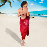 Red Galaxy Space Cloud Print Beach Sarong Wrap