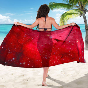 Red Galaxy Space Cloud Print Beach Sarong Wrap