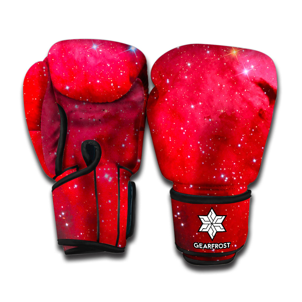 Red Galaxy Space Cloud Print Boxing Gloves