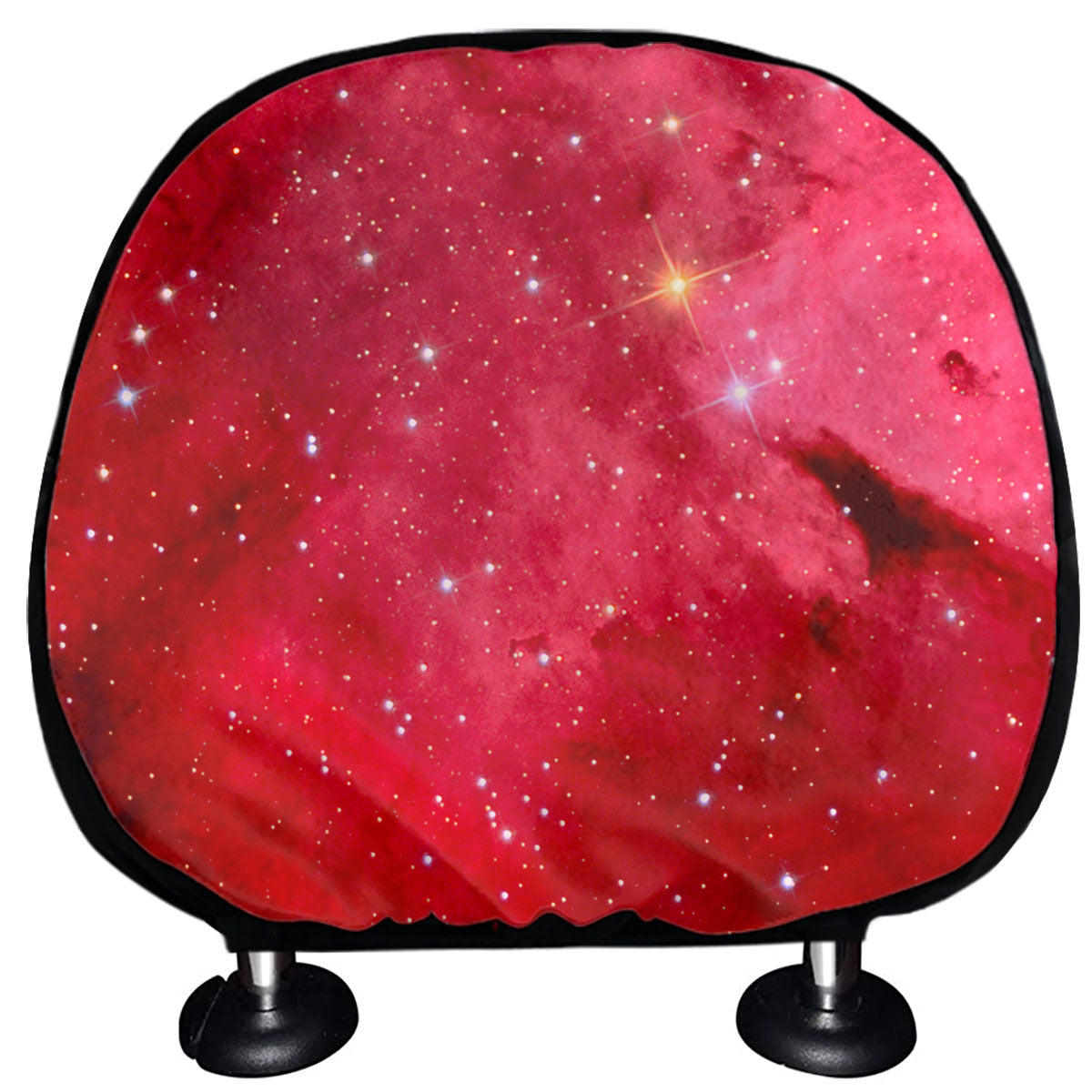 Red Galaxy Space Cloud Print Car Headrest Covers