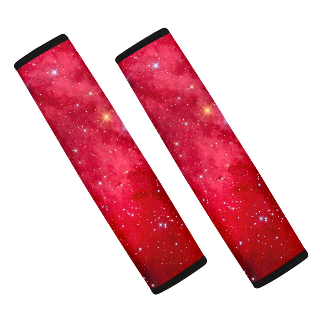 Red Galaxy Space Cloud Print Car Seat Belt Covers