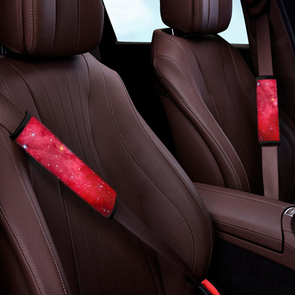Red Galaxy Space Cloud Print Car Seat Belt Covers