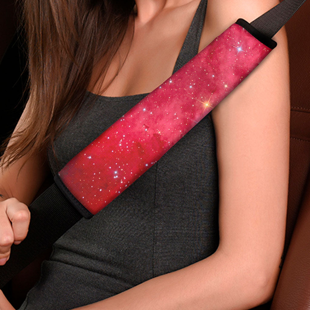 Red Galaxy Space Cloud Print Car Seat Belt Covers