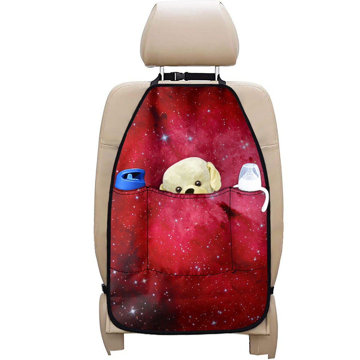 Red Galaxy Space Cloud Print Car Seat Organizers