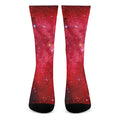 Red Galaxy Space Cloud Print Crew Socks